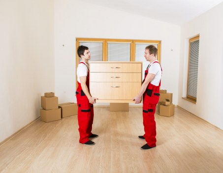 Preparing office furniture and packed items for a move in Sutton